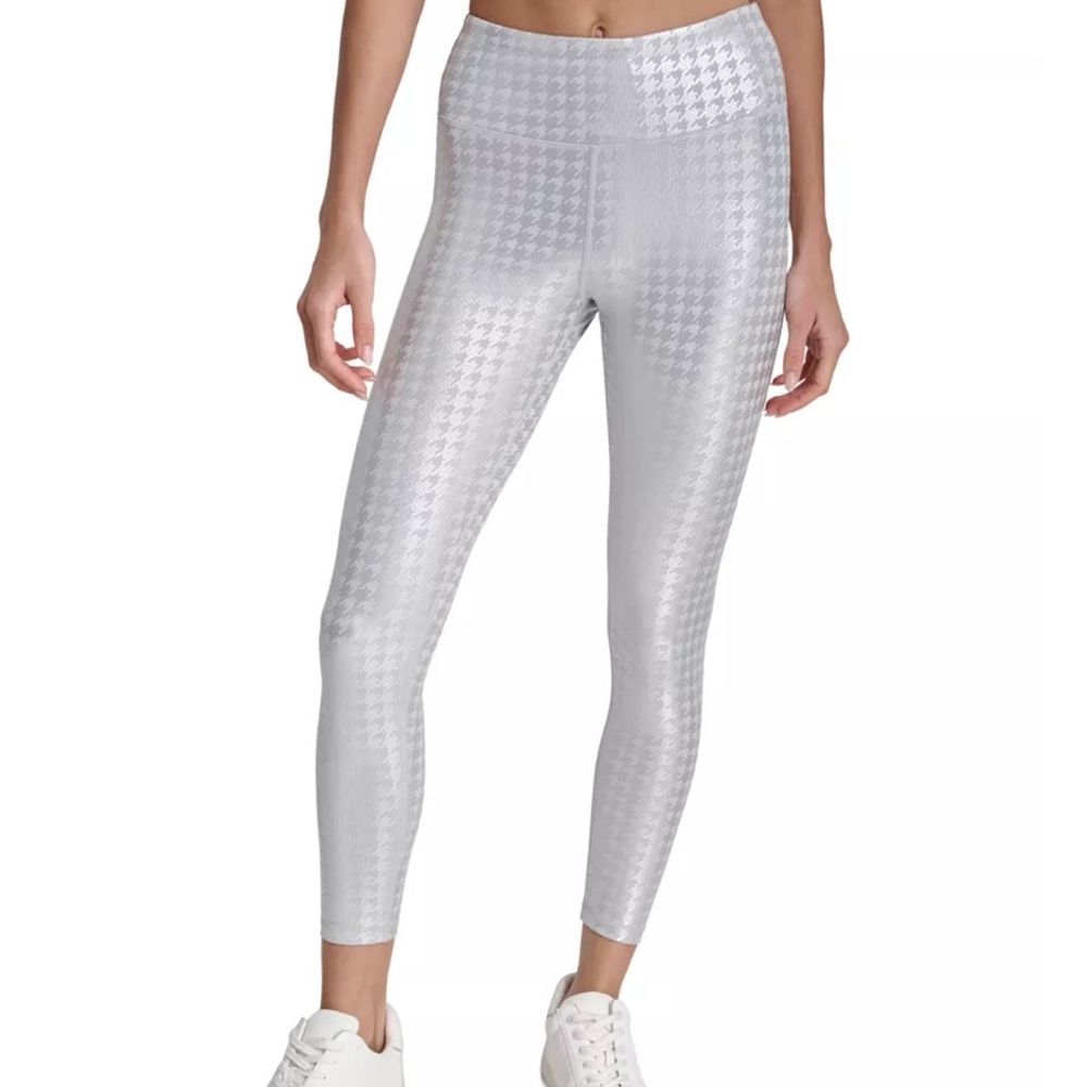 $120 Year of Ours houndstooth silver white leggings Small NWOT